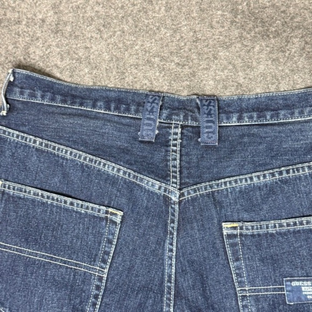 Vintage Guess Jeans Mens 36 Denim Shorts Indigo Logo Tape Baggy Made in USA SS - Picture 7 of 10